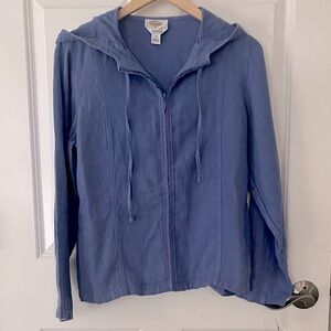 NWT Talbots 100% Irish Casual Linen Jacket with Hood Sz 12 petite
